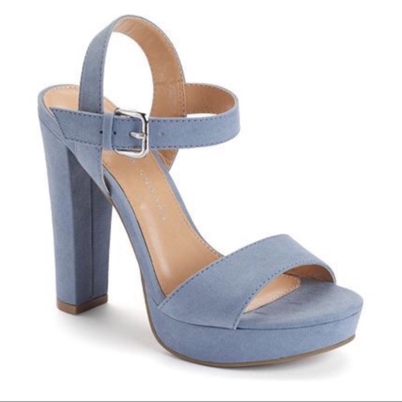 LC Lauren Conrad Blue Chunky Heel Sandals NWT - Picture 2 of 6